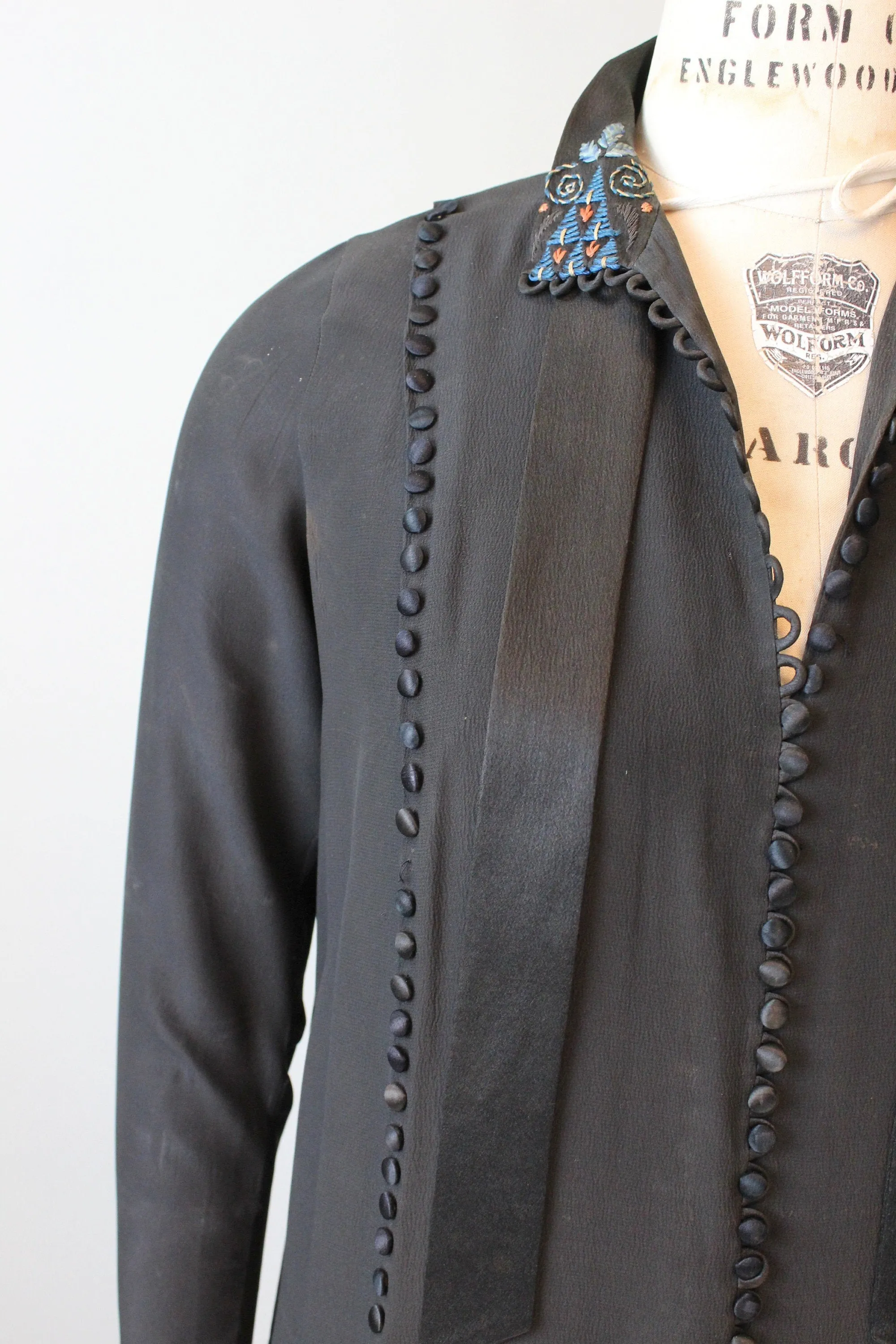 1920s SILK EMBROIDERED dress medium large | new fall winter