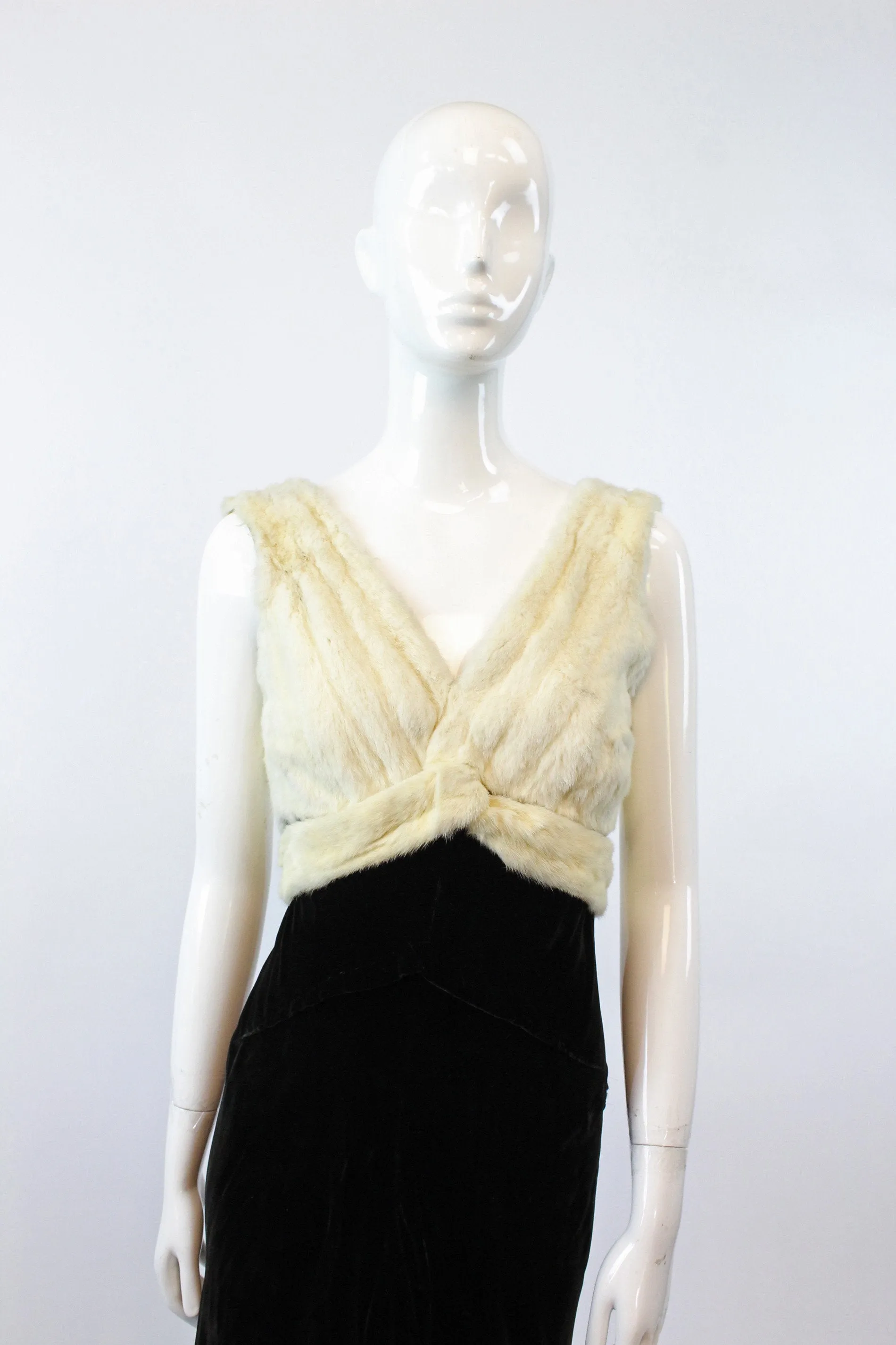 1930s HATTIE CARNEGIE fur silk velvet dress xs | new winter
