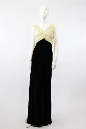 1930s HATTIE CARNEGIE fur silk velvet dress xs | new winter