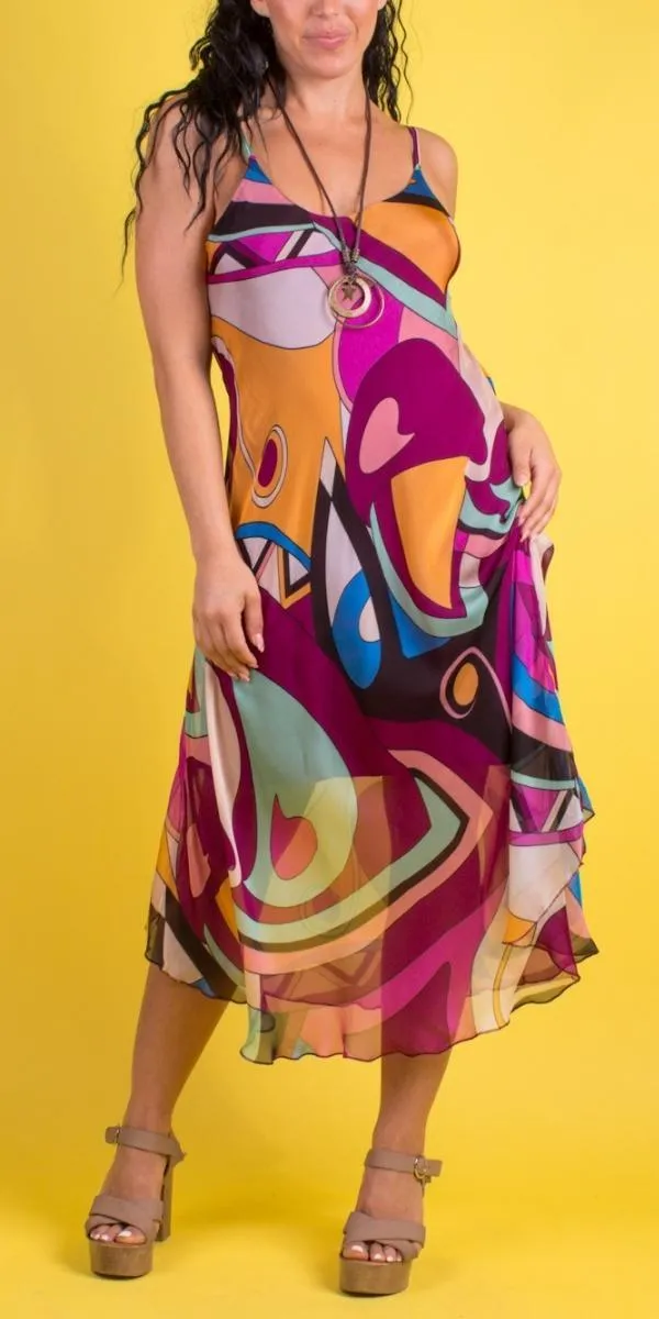 Abstract Miele Midi Dress