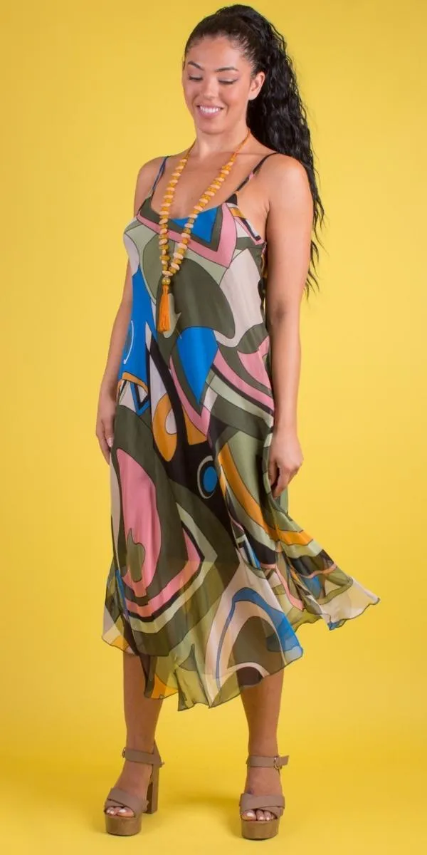 Abstract Miele Midi Dress