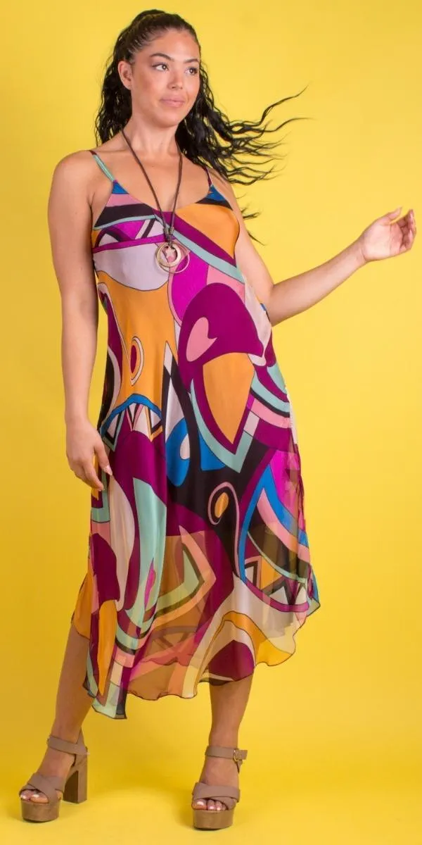 Abstract Miele Midi Dress