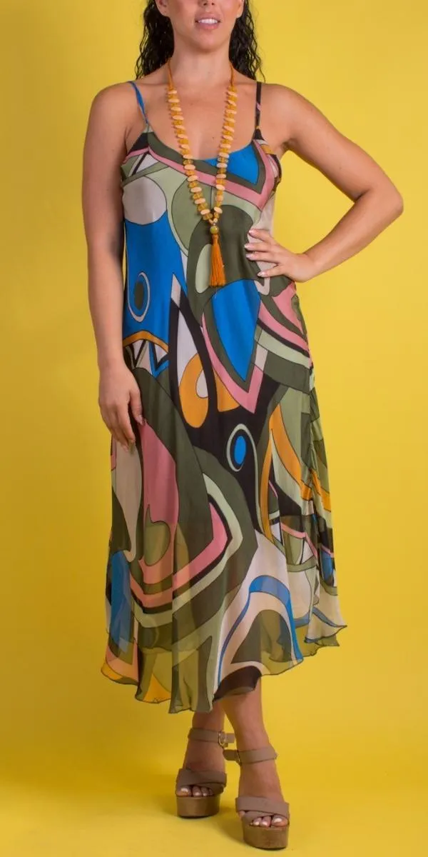 Abstract Miele Midi Dress