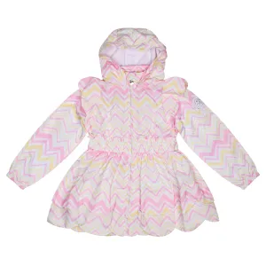 A'Dee - White coat with pink and yellow chevron print, Leila