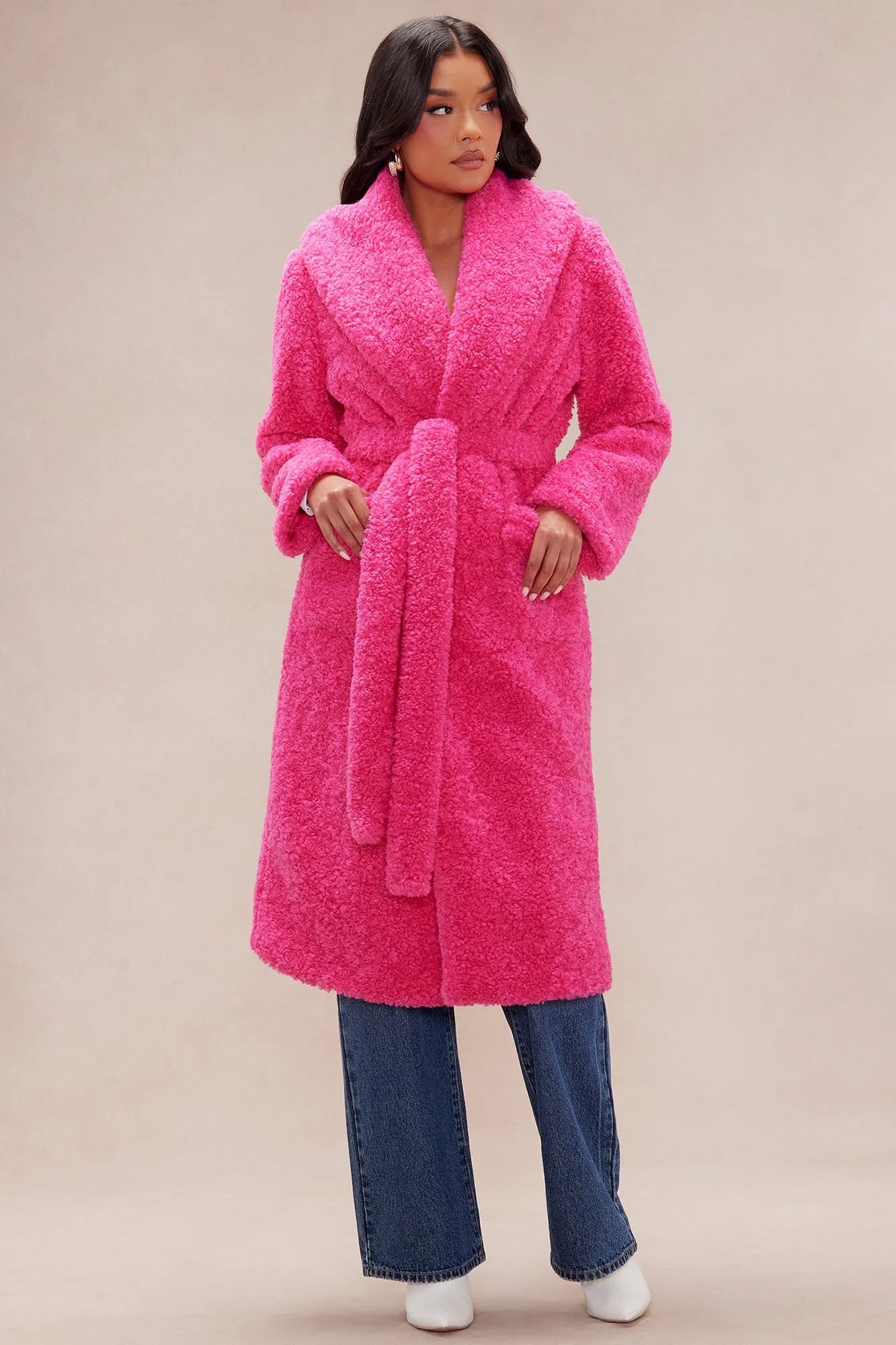 Alyssa Faux Fur Coat - Hot Pink