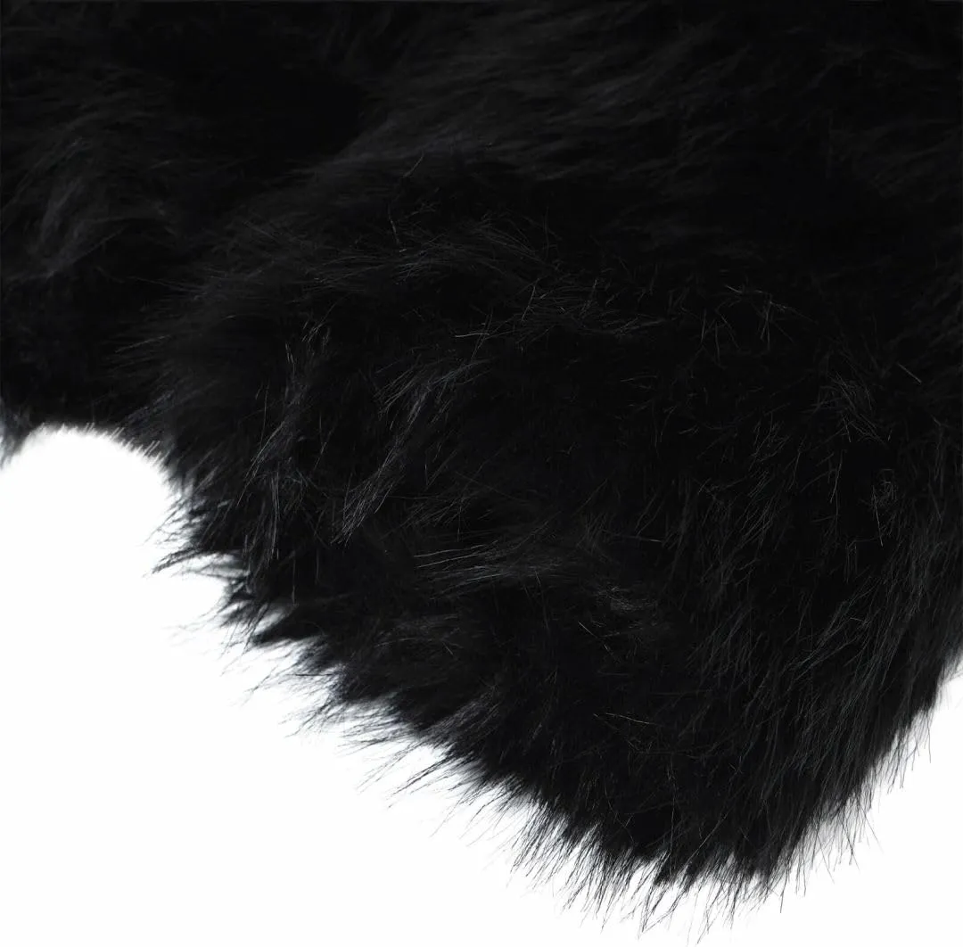 Amazhiyu Women's Faux Fur Cropped Coat Pockets Long Sleeve Open Front Winter Jacket
