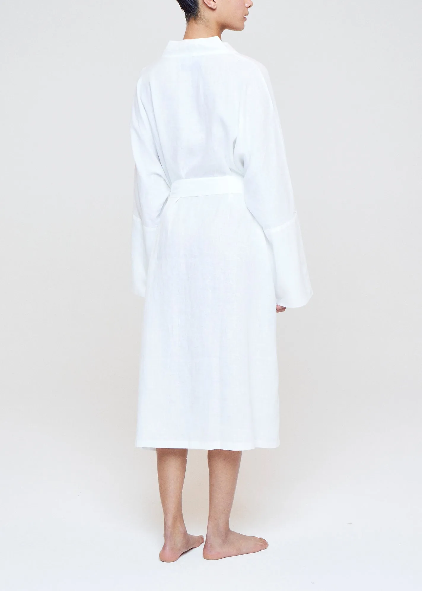 Athens Short Robe White Organic Linen