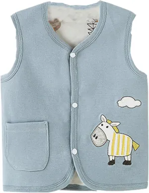 Baby Boys Girls Cotton Warm Vests Winter Sleeveless Cute Elephant Cartoon Coat Unisex Infant Padded Jacket Outwear