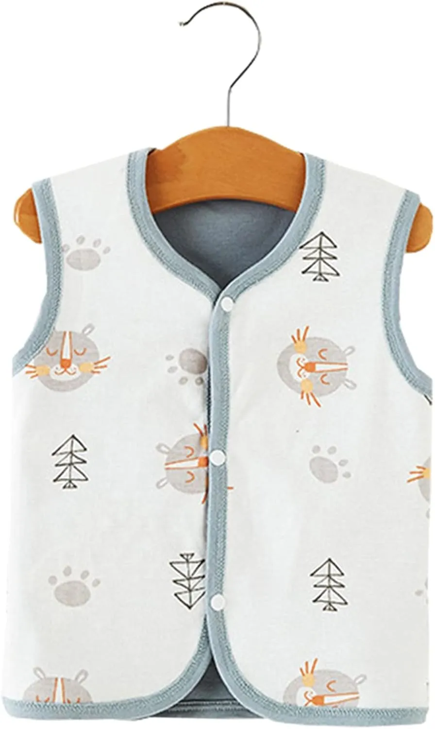 Baby Boys Girls Cotton Warm Vests Winter Sleeveless Cute Elephant Cartoon Coat Unisex Infant Padded Jacket Outwear
