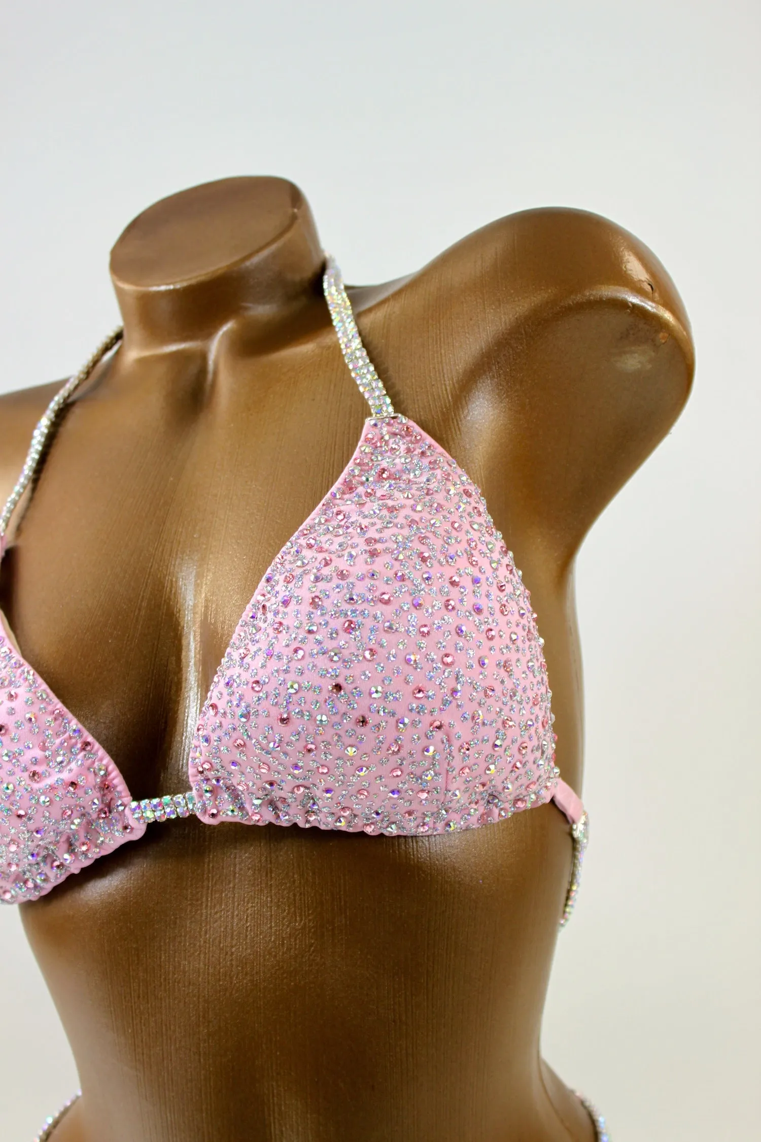 Baby Pink Spandex Bikini Suit/ Sparkling Competition Posing Bikini