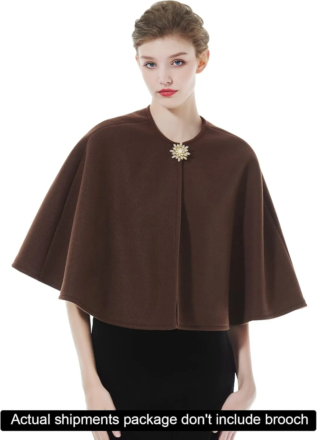 BEAUTELICATE Women Wool Blend Cape Cover Up Jacket Coat Spring Autumn Wedding Bridal Shawl
