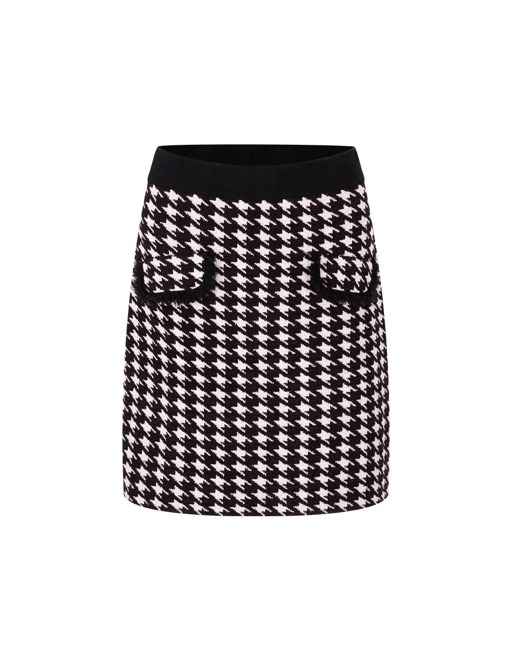 BORA AKSU Black Pink Houndstooth Knitted Skirt