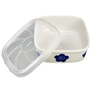 Bowl with Lid Kaku Ume Blue