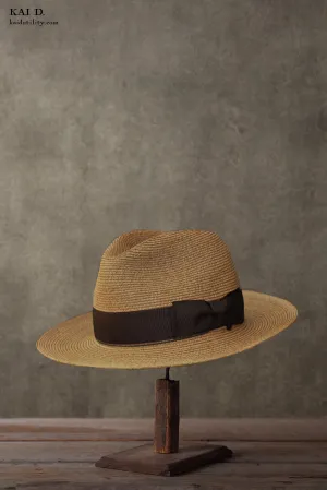 Braided Straw Hat - Vintage Brown - 36, 40