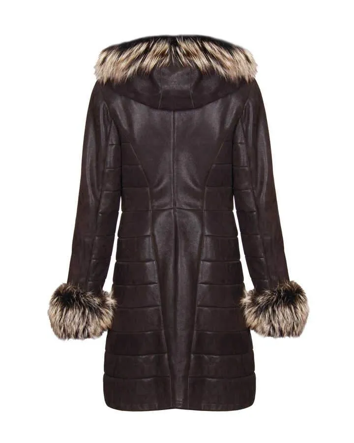 Brown Long Leather Coat