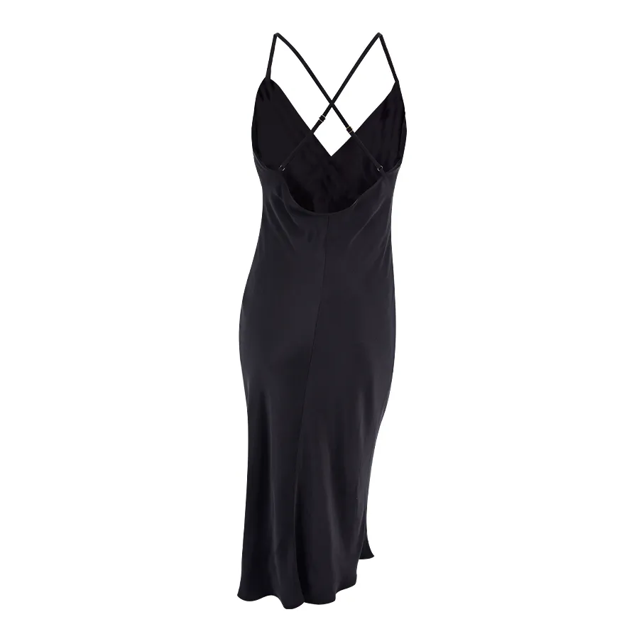 Bushra Vegan Silk Black Cupro Midi Dress