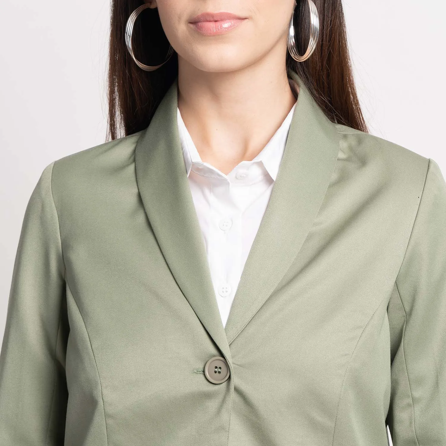 Business Formal Women's Sage Green Poly Cotton Pant Suit
