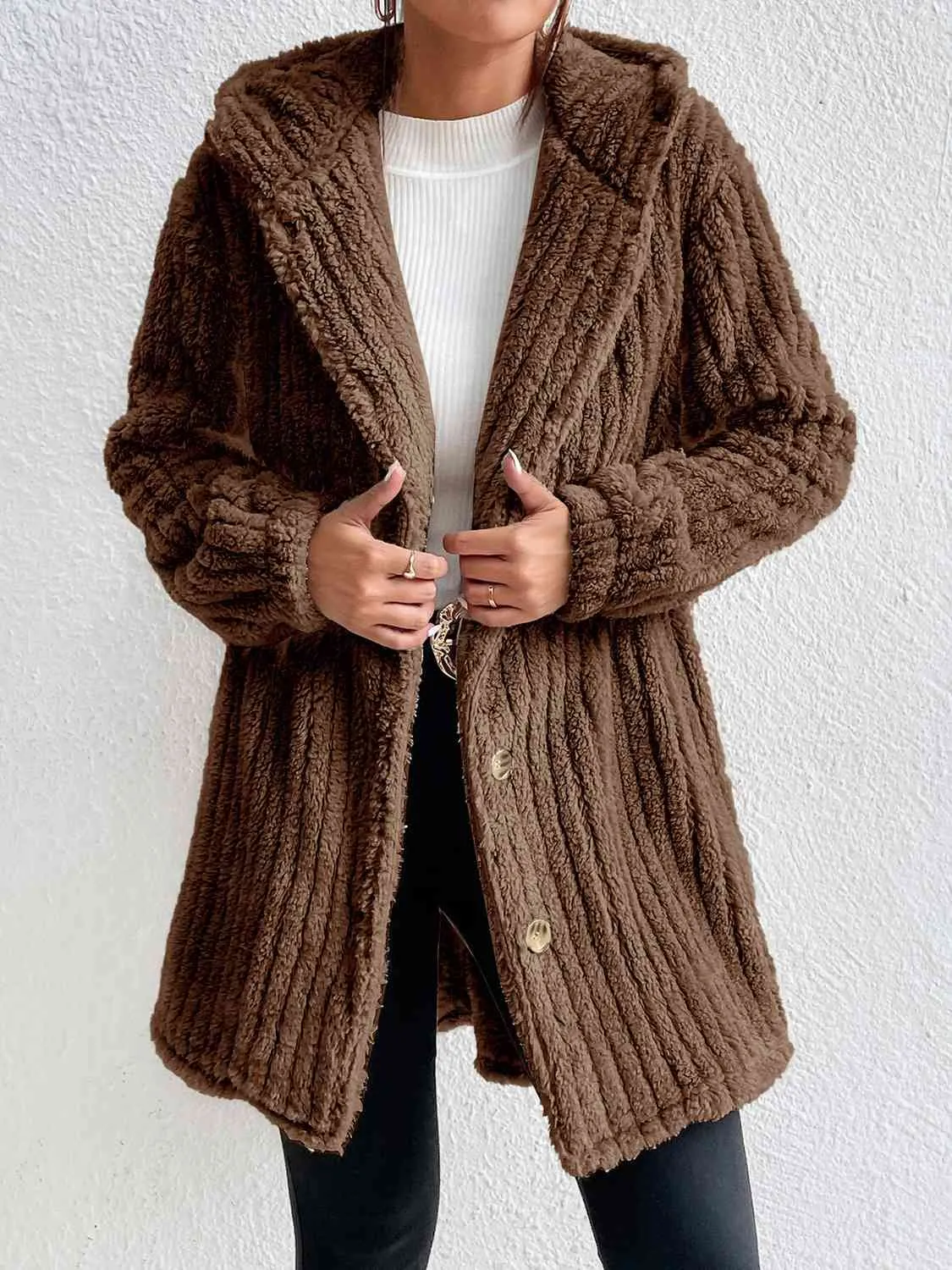 Button Down Hooded Coat