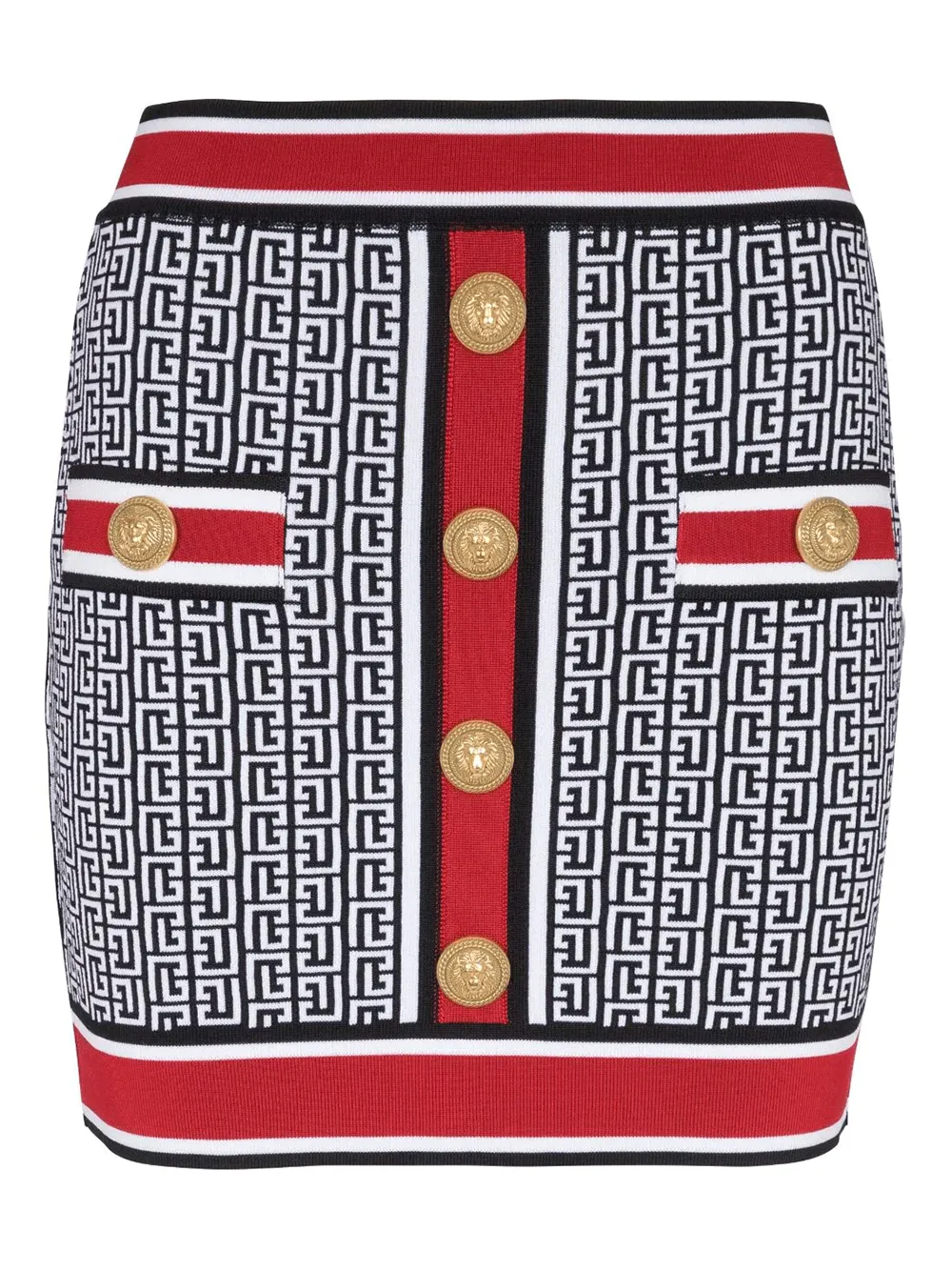 Buttoned Monogram Knit Skirt