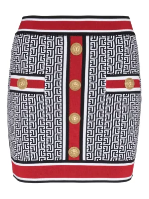 Buttoned Monogram Knit Skirt