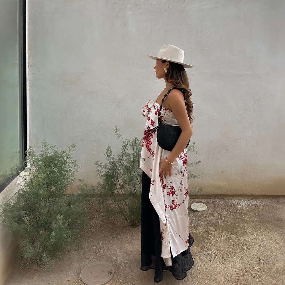 Cherry Blossom & Crane Long Kimono Robe