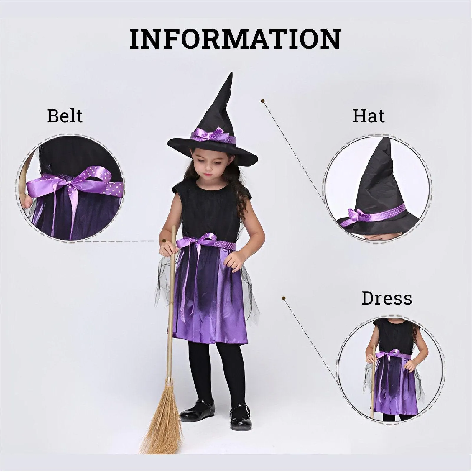 Children's Enchanted Witch Costume - Magical Halloween Dress for Kids