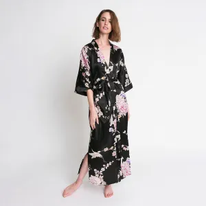 Chrysanthemum & Crane Long Kimono Robe