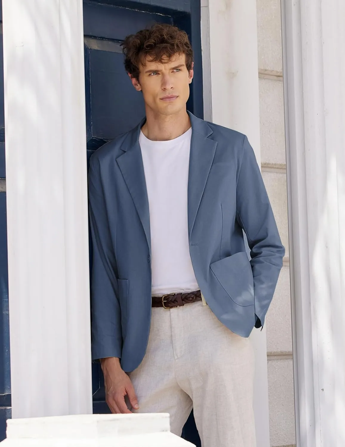 COOFANDY Men's Casual Linen Blazer Lightweight Regular Fit Sport Coat One Button Suit Jacket