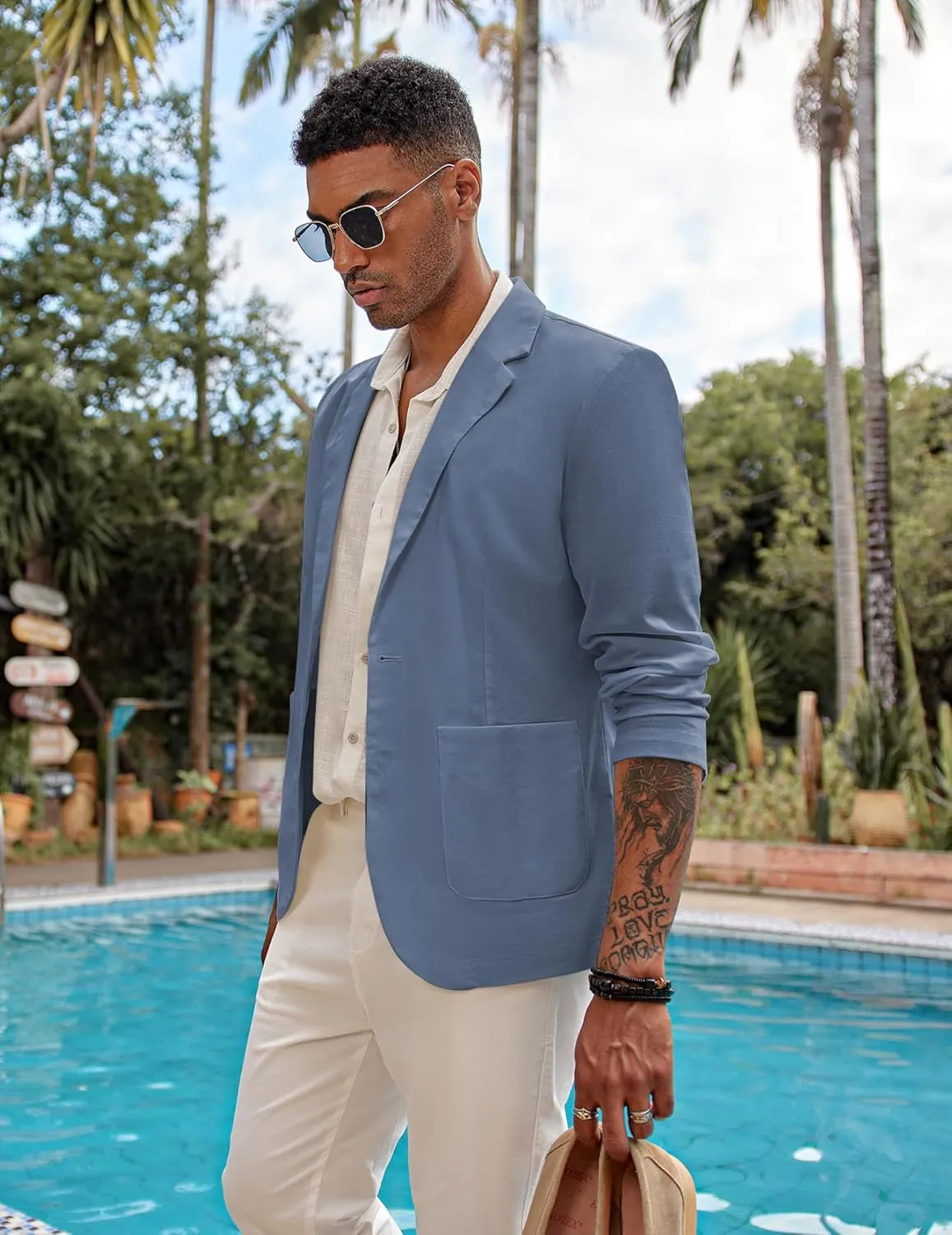COOFANDY Men's Casual Linen Blazer Lightweight Regular Fit Sport Coat One Button Suit Jacket