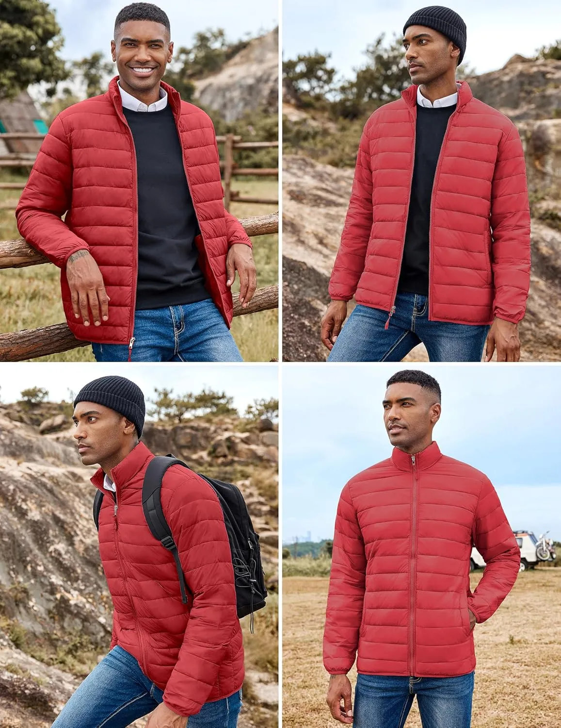 COOFANDY Mens Puffer Jacket Packable Lightweight Jackets Winter Coat Windproof Zipper Down Jacket