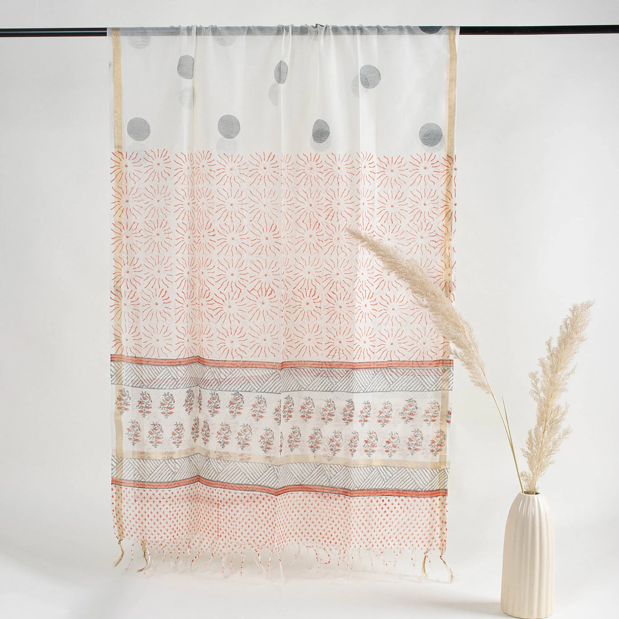 Cotton Block Printed Suit With Chanderi Dupatta
