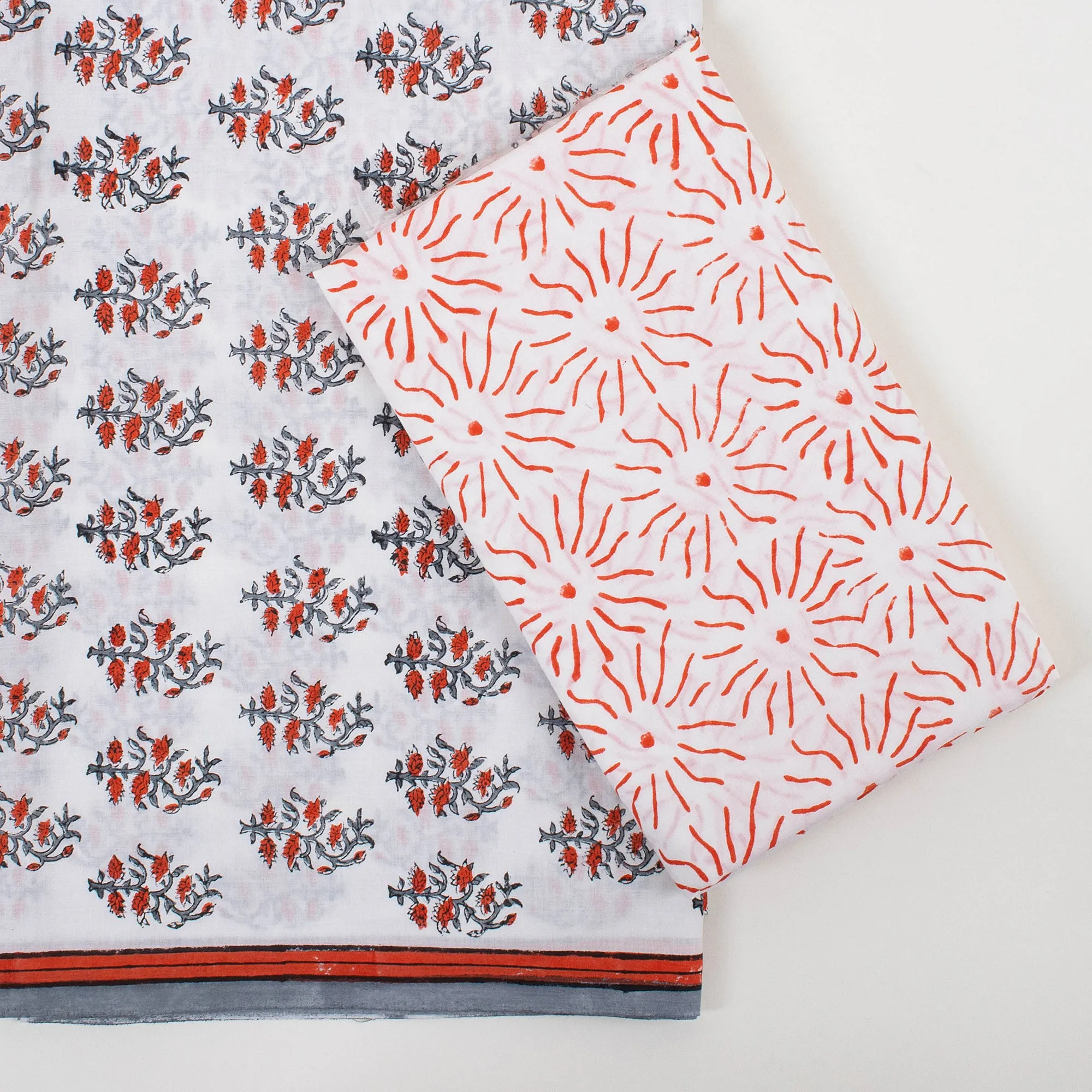 Cotton Block Printed Suit With Chanderi Dupatta