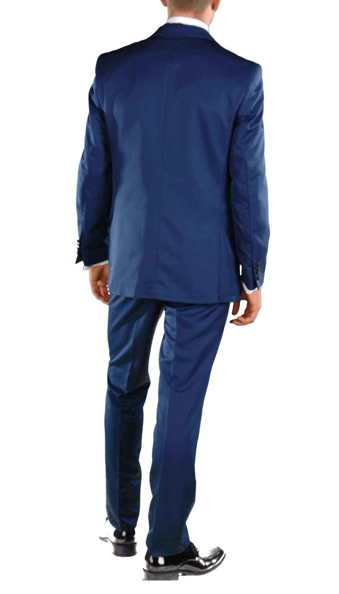 Crisp Dark Blue Slim Fit Peak Lapel 2 Piece Tuxedo