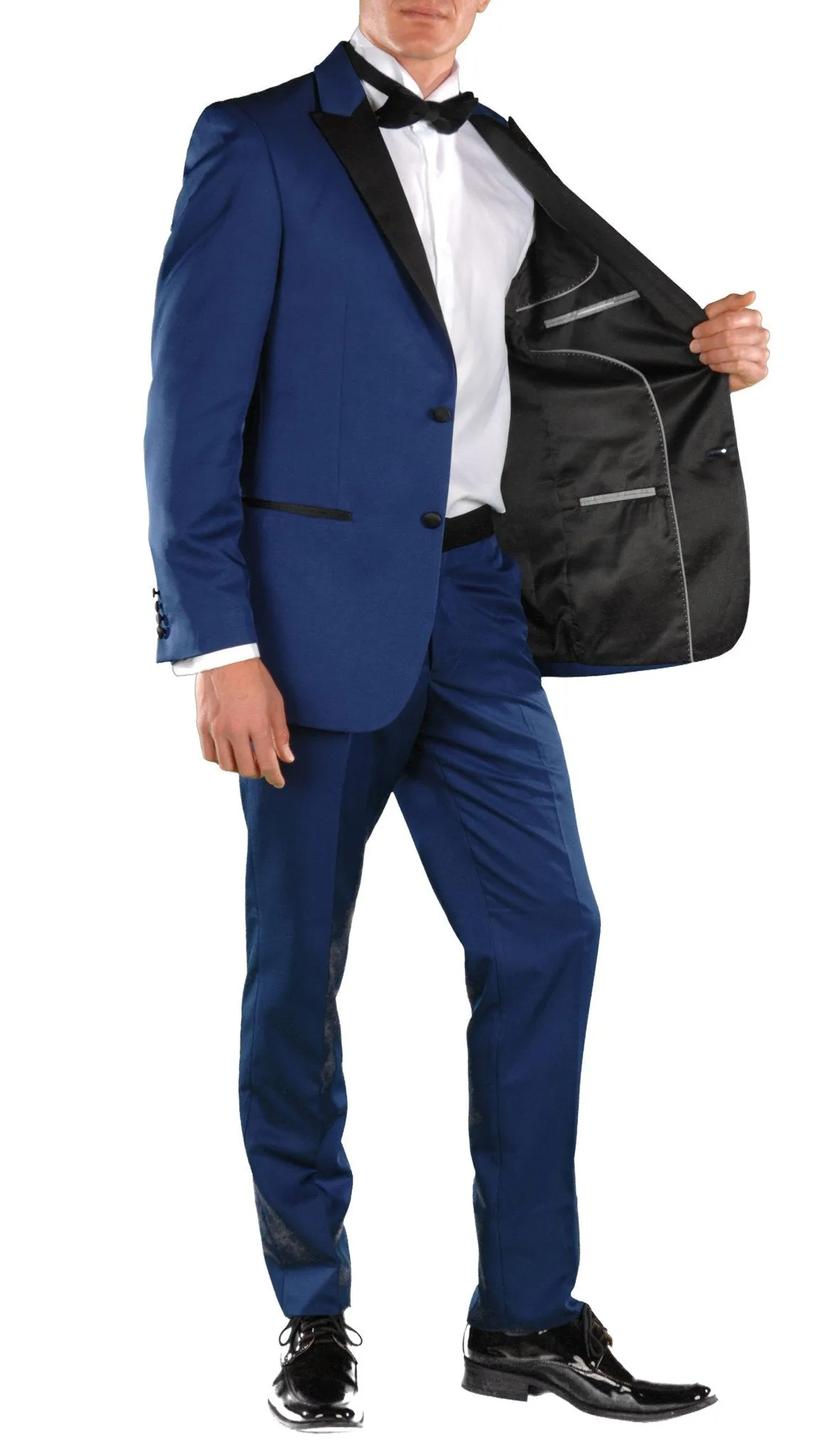 Crisp Dark Blue Slim Fit Peak Lapel 2 Piece Tuxedo