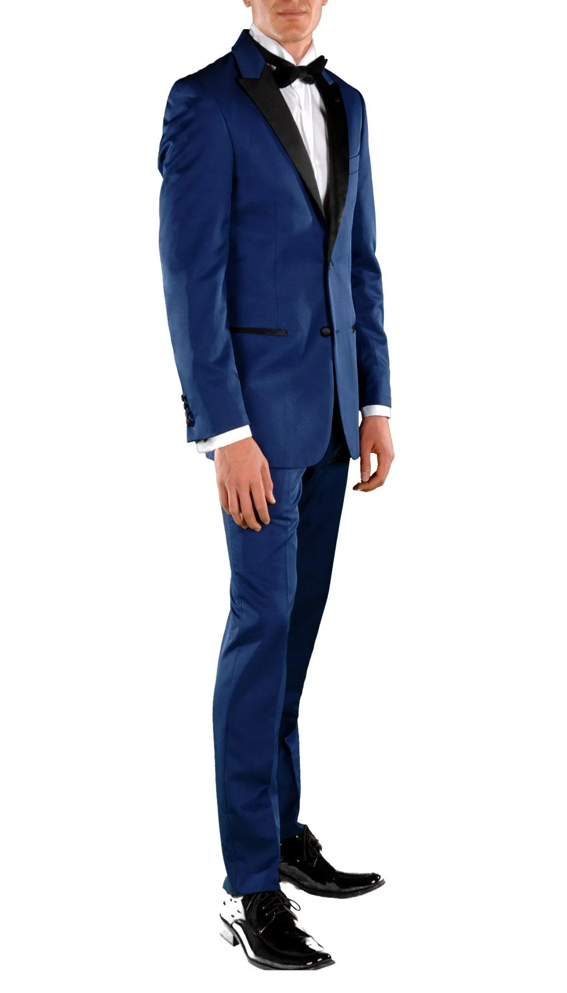 Crisp Dark Blue Slim Fit Peak Lapel 2 Piece Tuxedo