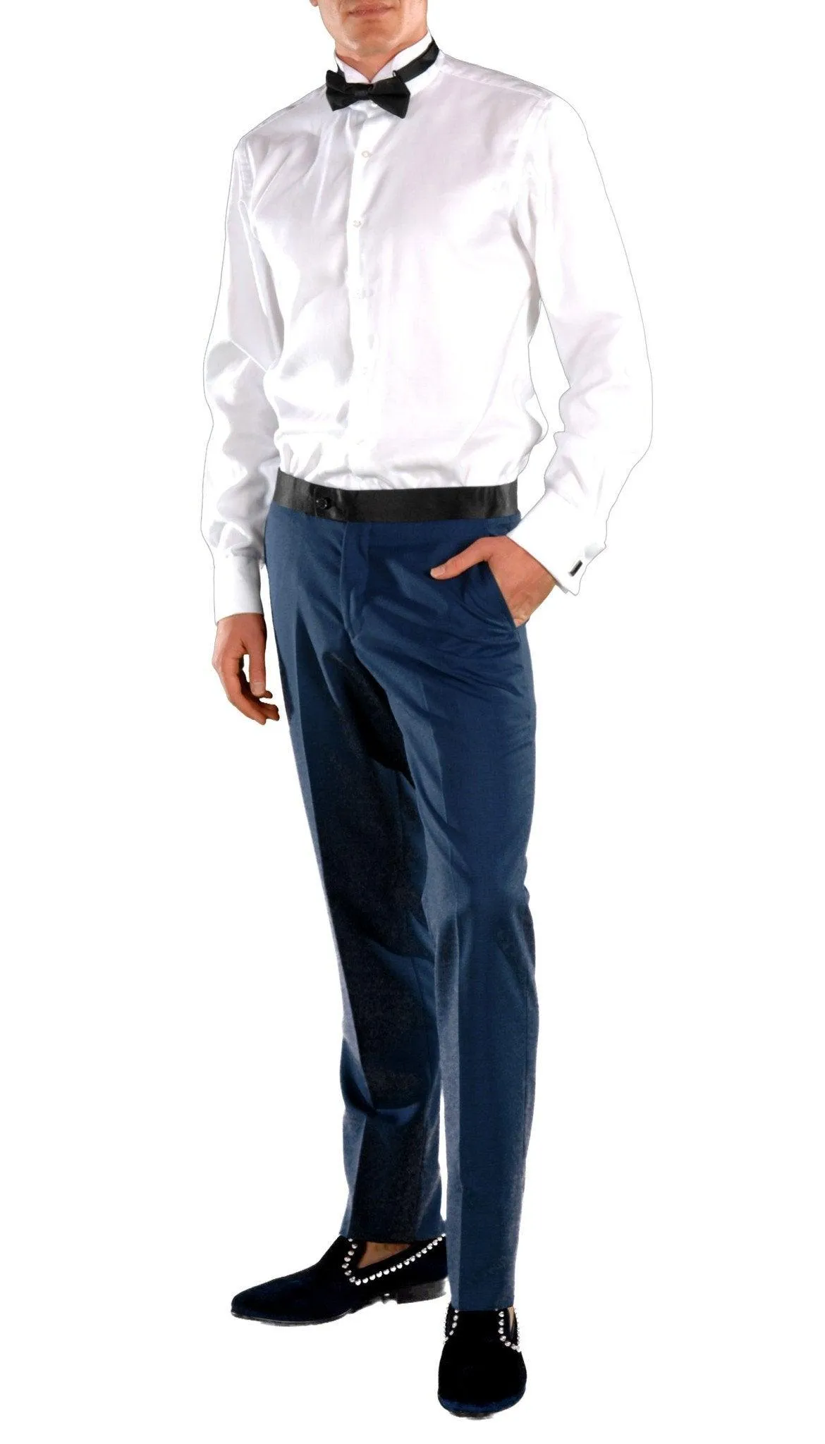 Crisp Dark Blue Slim Fit Peak Lapel 2 Piece Tuxedo