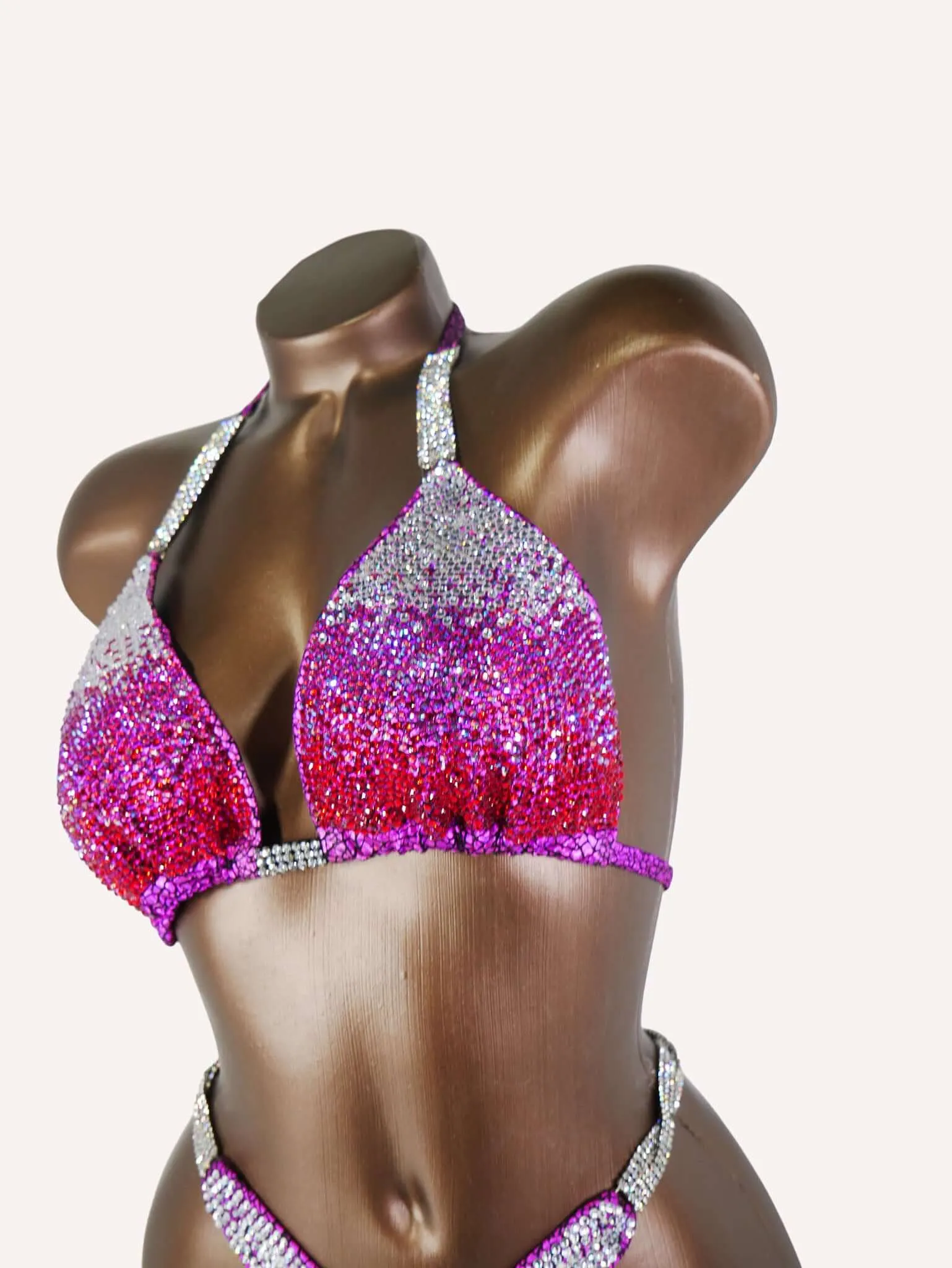Deep Fuchsia Ombre Figure Competition Suit