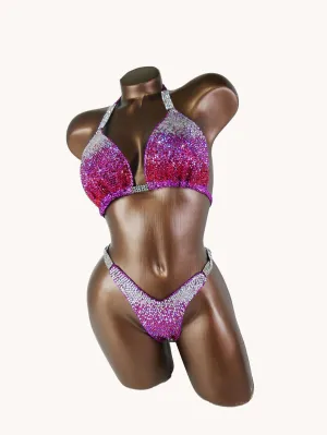 Deep Fuchsia Ombre Figure Competition Suit