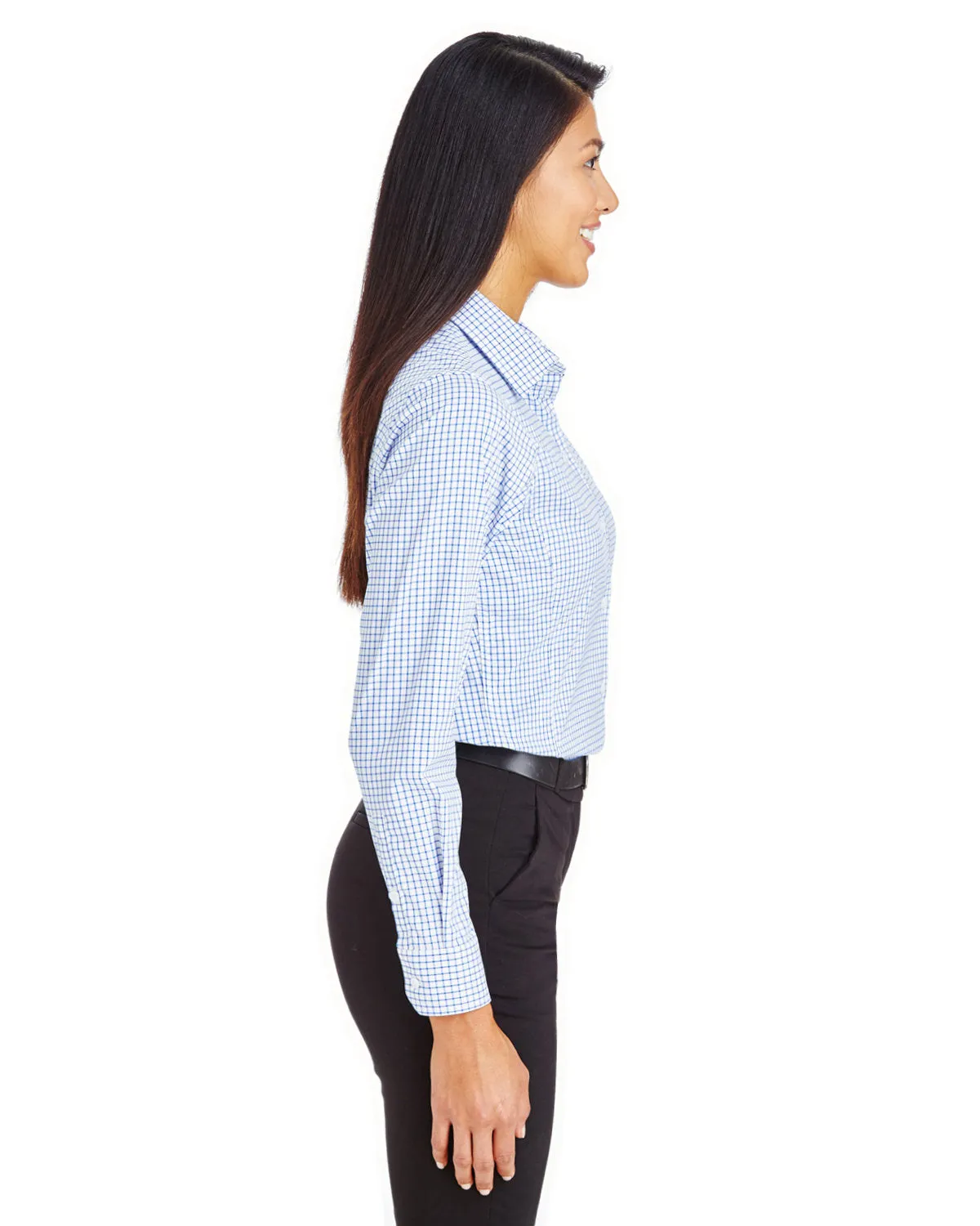 Devon & Jones CrownLux Performance™ Ladies' Micro Windowpane Shirt