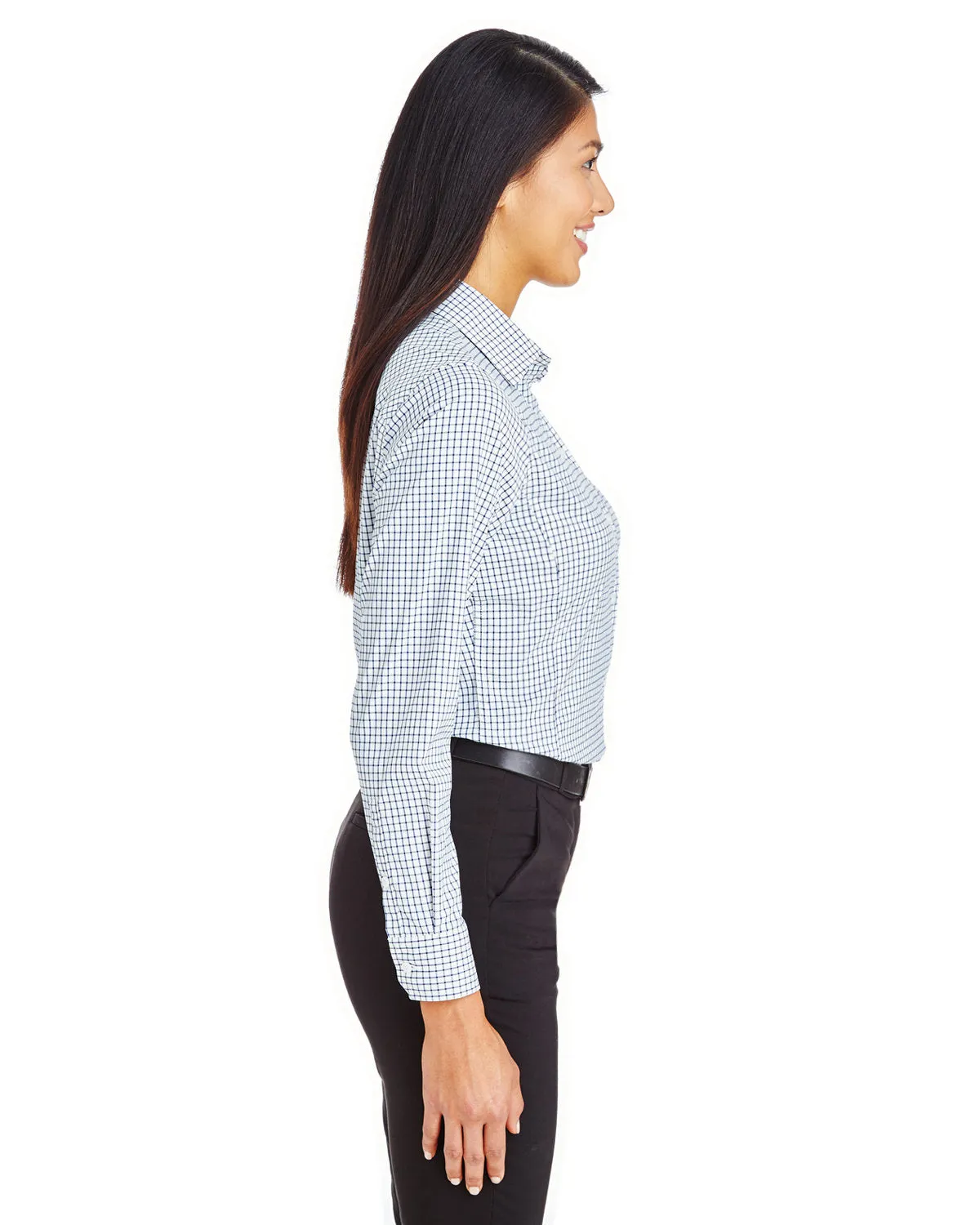 Devon & Jones CrownLux Performance™ Ladies' Micro Windowpane Shirt