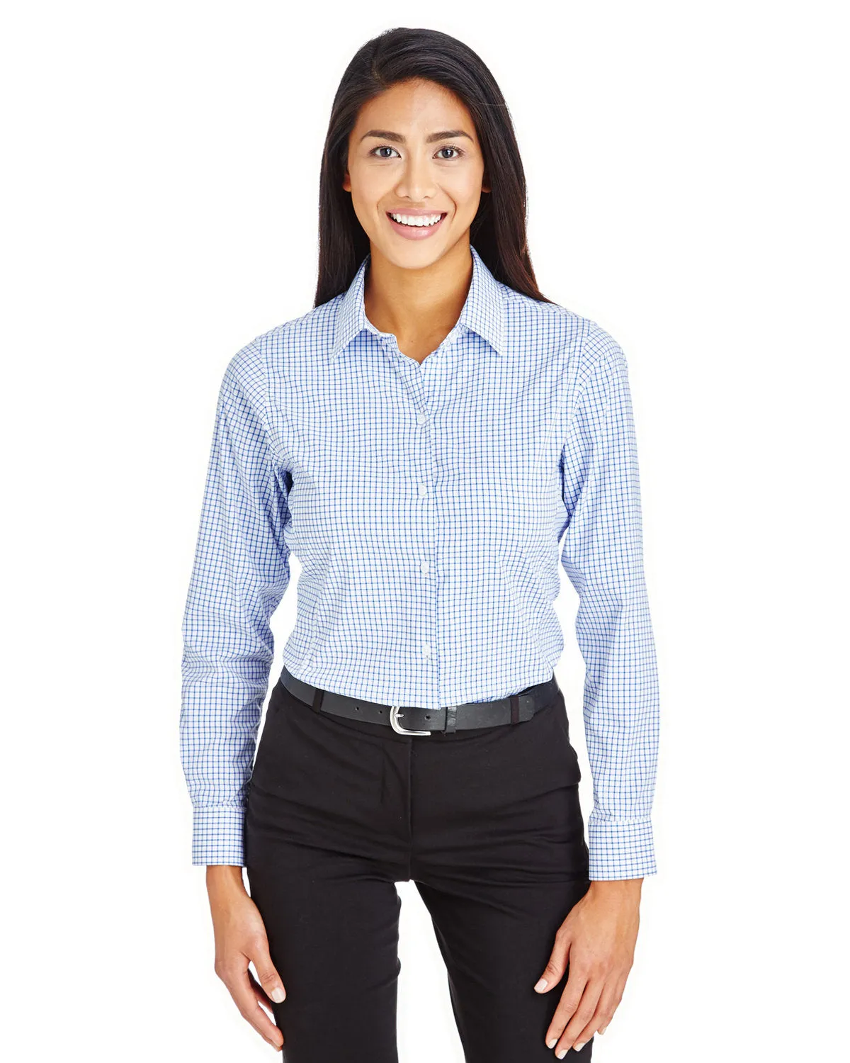Devon & Jones CrownLux Performance™ Ladies' Micro Windowpane Shirt