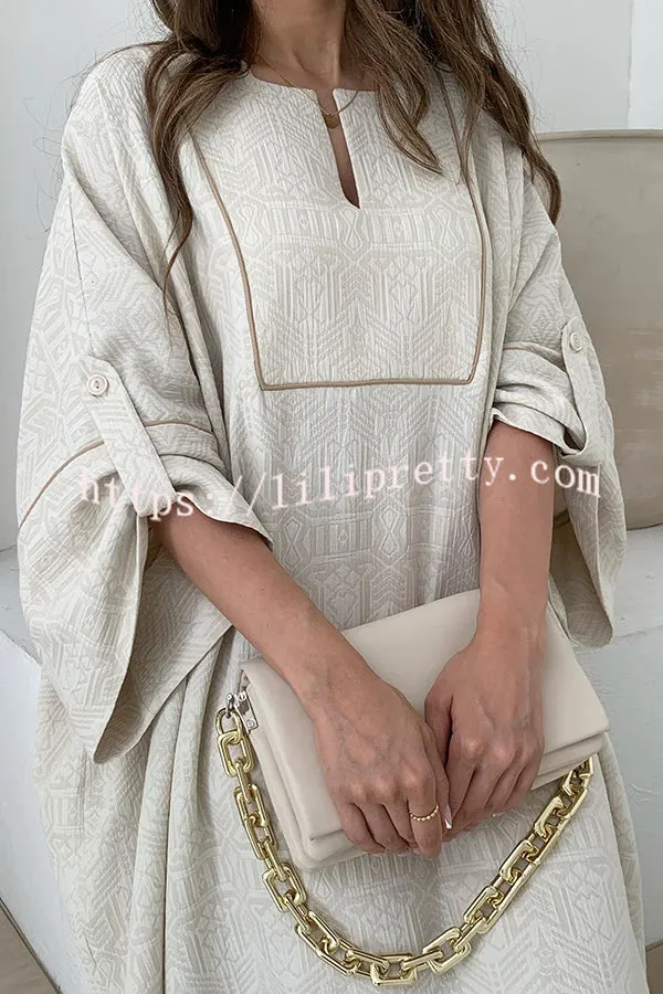 Dignified and Elegant Unique Print Wide Half Sleeve Loose Robe Maxi Dress