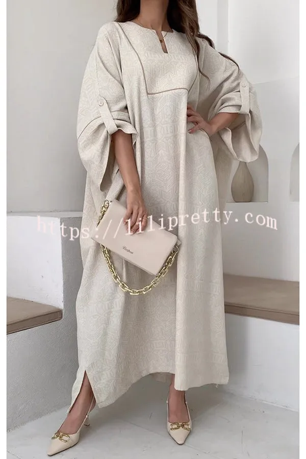 Dignified and Elegant Unique Print Wide Half Sleeve Loose Robe Maxi Dress