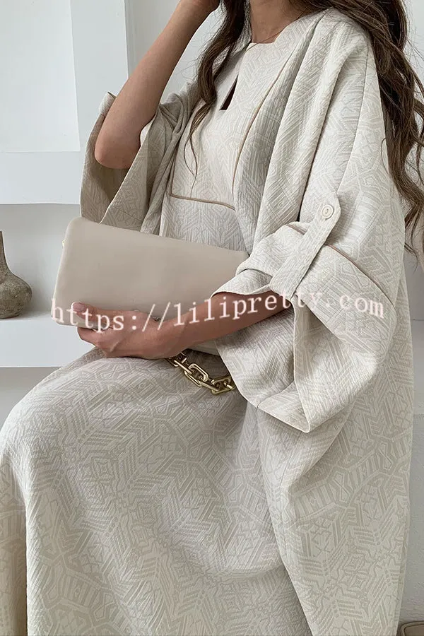 Dignified and Elegant Unique Print Wide Half Sleeve Loose Robe Maxi Dress