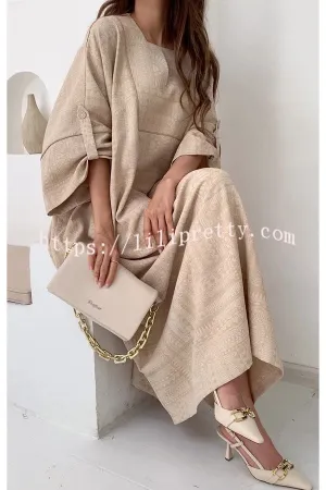 Dignified and Elegant Unique Print Wide Half Sleeve Loose Robe Maxi Dress