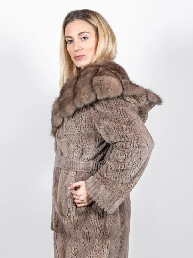 Dressing Gown Coat mink Hooded