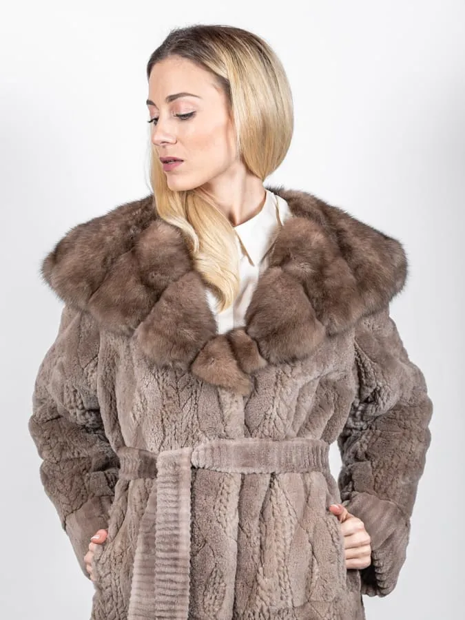 Dressing Gown Coat mink Hooded