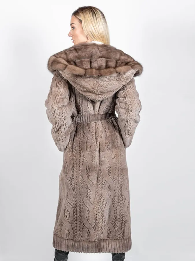 Dressing Gown Coat mink Hooded