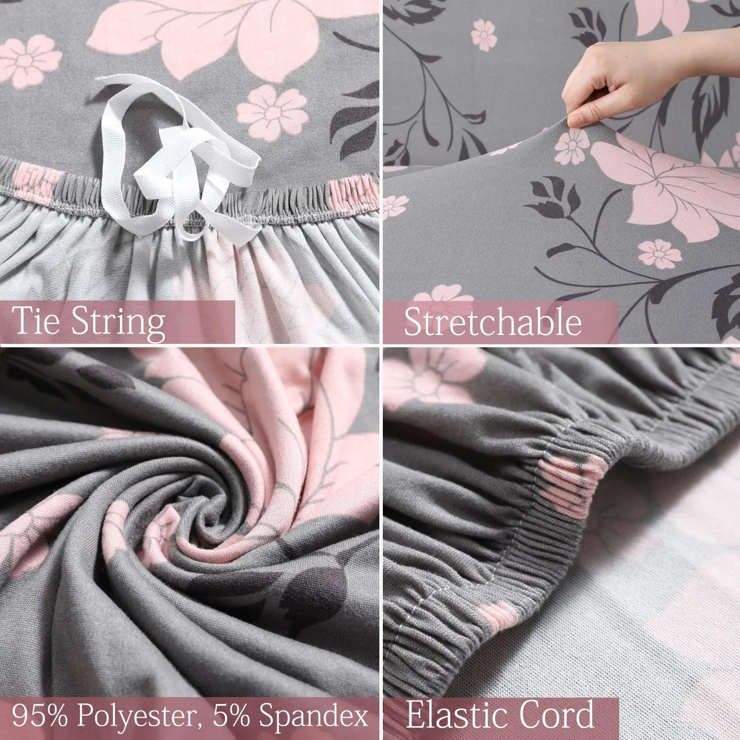 Elastic Stretchable Printed Sofa Cover, Grey Dahila