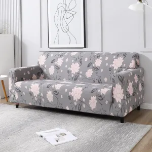 Elastic Stretchable Printed Sofa Cover, Grey Dahila
